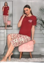 ΓΥΝΑΙΚΕΙΑ ΠΙΤΖΑΜΑ ΣΕ KOKKINO ΧΡΩΜΑ ΜΕ ΚΑΠΡΙ FLORAL ΠΑΝΤΕΛΟΝΙ