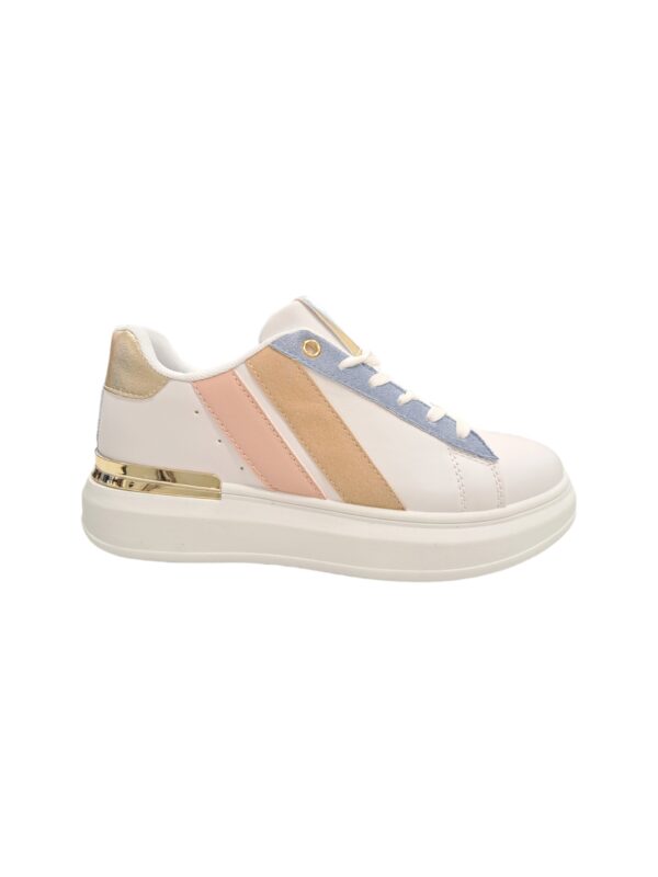 Γυναικείο Sneaker Λευκο με ρίγες ροζ-μπεζ