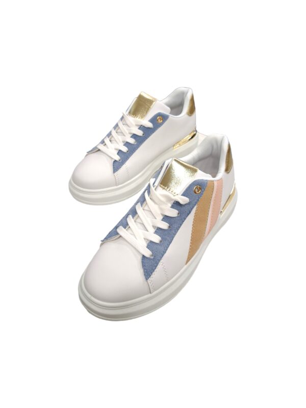 Γυναικείο Sneaker Λευκο με ρίγες ροζ-μπεζ