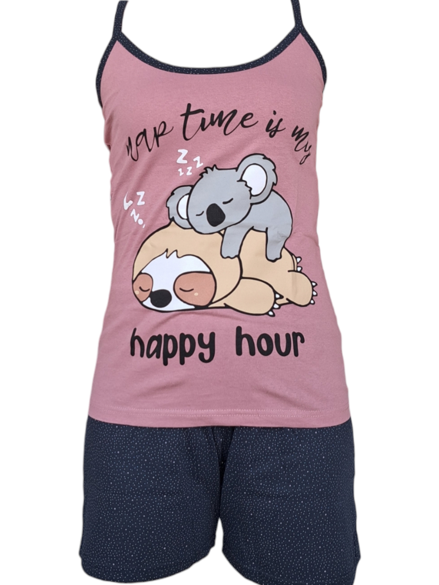 9635 Καλοκαιρινό βαμβακερό σετ πιτζάμας Happy Hour