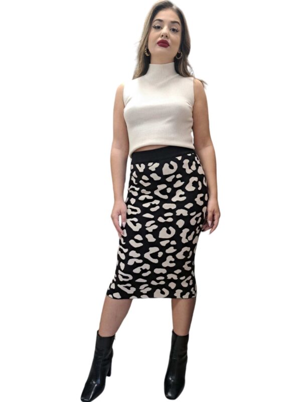 Φούστα midi Leopard print σε μαύρο χρώμα
