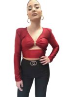 Chic bolero με διακοσμητικό χρυσό κόμπο. – ΚΟΚΚΙΝΟ, One Size