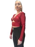 Chic bolero με διακοσμητικό χρυσό κόμπο. – ΚΟΚΚΙΝΟ, One Size