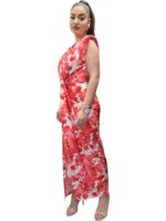 Maxi Floral Φόρεμα με Δέσιμο στο Στήθος – ΚΟΚΚΙΝΟ, One Size