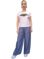 T-shirt με Κεντημένο Μάτι & Πολύχρωμα Στρας – ΑΣΠΡΟ, One Size