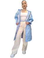 Oversize Καπιτονέ Πανωφόρι με Κουκούλα – ΓΑΛΑΖΙΟ, One Size