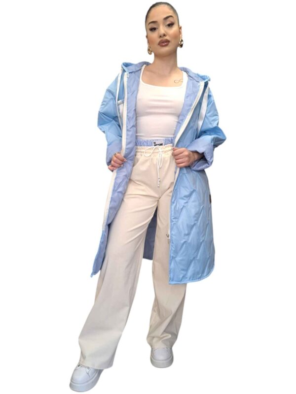 Oversize Καπιτονέ Πανωφόρι με Κουκούλα – ΓΑΛΑΖΙΟ, One Size