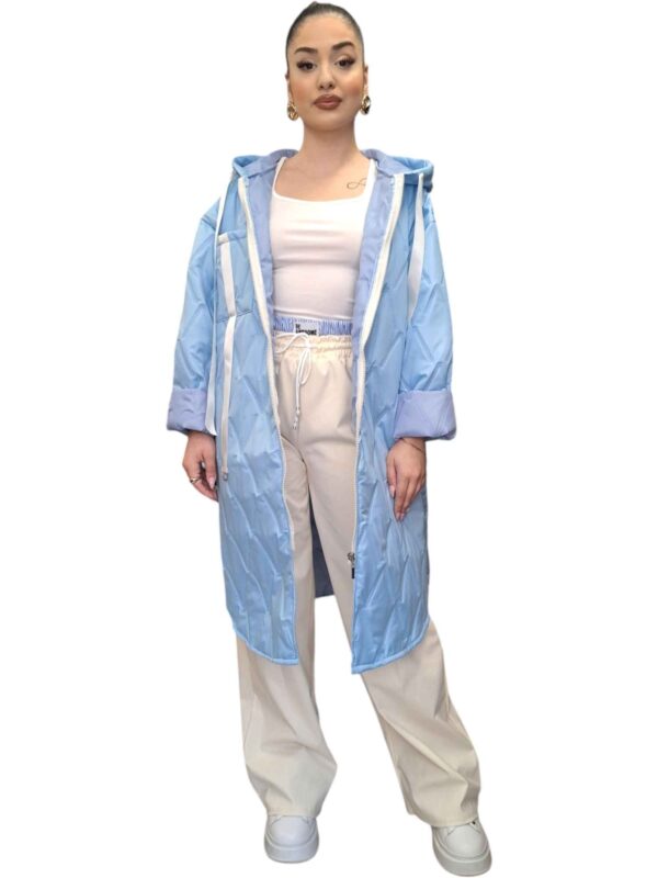 Oversize Καπιτονέ Πανωφόρι με Κουκούλα – ΓΑΛΑΖΙΟ, One Size