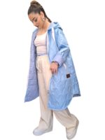 Oversize Καπιτονέ Πανωφόρι με Κουκούλα – ΓΑΛΑΖΙΟ, One Size
