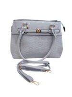 Τσάντα Χειρός από Δερματίνη με Τρυπητό Μοτίβο “Μ” και Χρυσές Λεπτομέρειες – Γαλαζιο
