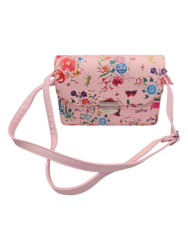 Τσάντα Ώμου με Floral Print Καπάκι και Μεταλλικό Κούμπωμα – Ροζ & Γαλάζιο – ΓΑΛΑΖΙΟ