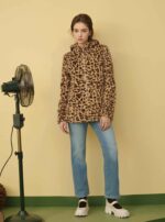 Γυναικείο Γούνινο Μπουφάν με Κουκούλα και Animal Print – ΚΑΦΕ ΛΕΟΠΑΡ, S