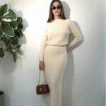 Γυναικείο Σετ Μπλούζα και Φούστα – ΕΚΡΟΥ, One Size